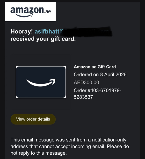 Draw 1 — 300 AED Amazon Gift Card